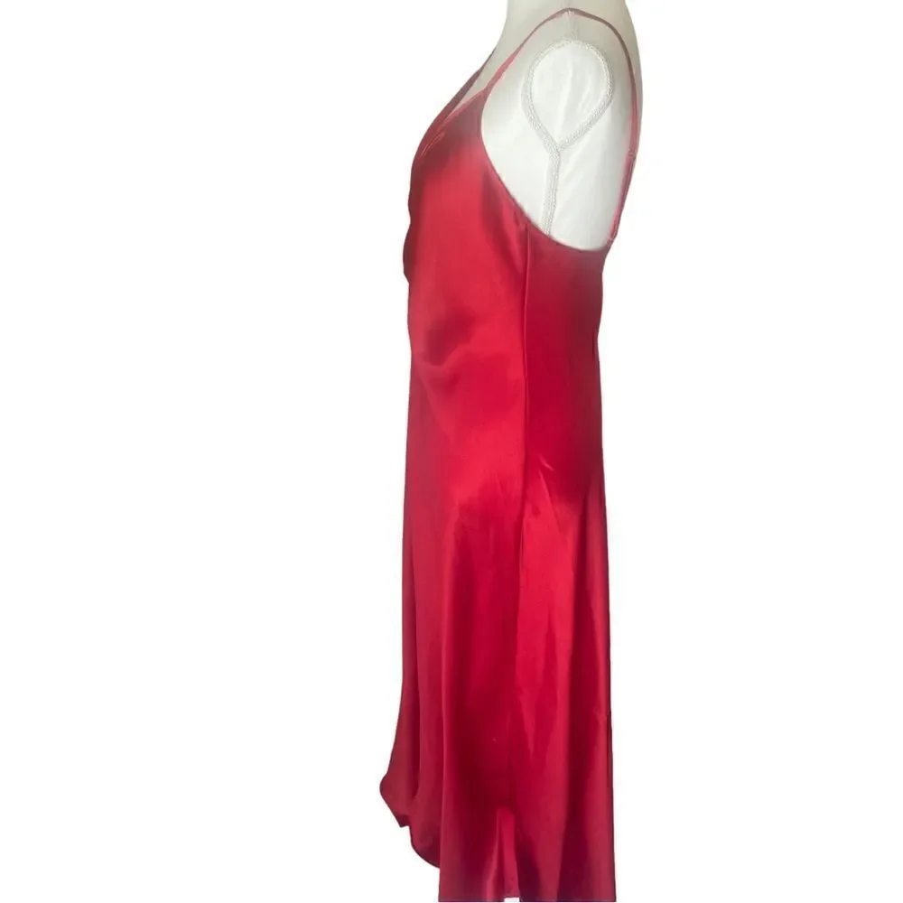 Ivy & Annabelle Red Satin Night Sleep Gown  Rhinestone Size Medium